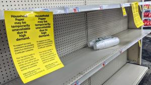Empty grocery store shelves during the COVID19 pandemic